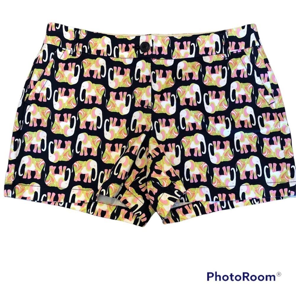 Crown & ivy Elephant Flat Front Shorts Navy Women’s Size 10 Walking Graphic